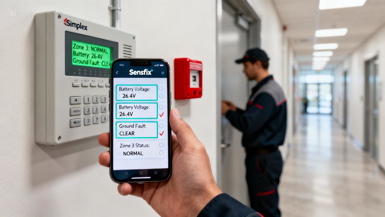 Fire alarm system inspection at airport facility